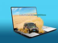 沙尘飞扬的 Photoshop创意合成从笔记本电脑中冲出的沙漠越野车