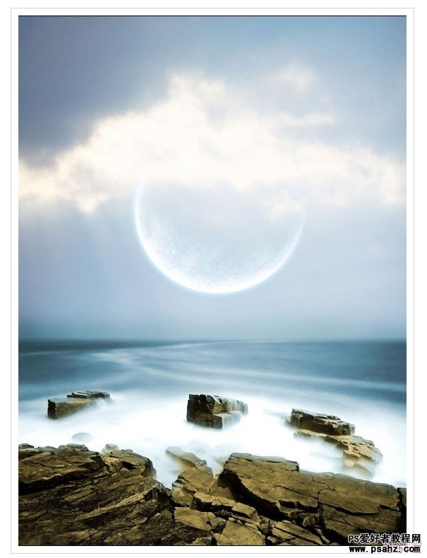 PS图片合成教程：合成一幅梦幻的海上明月