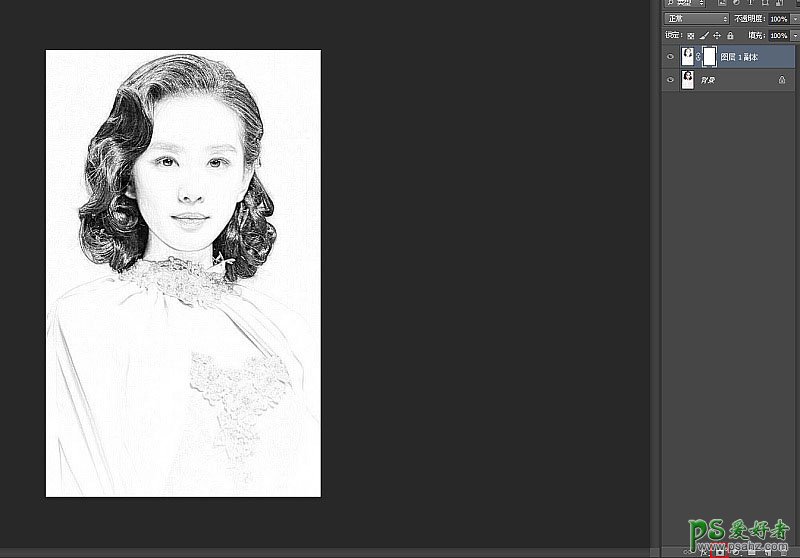 用Photoshop图层叠加和滤镜把漂亮美女图片快速制作成铅笔素描画