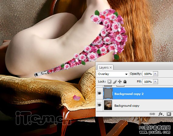 PS图片合成教程：为裸体性感的美女图片设计出漂亮的花妖
