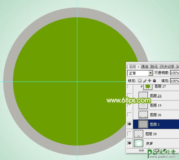 Photoshop鼠绘玻璃质感绿色水晶球失量图，翠绿色玻璃水晶按扭制