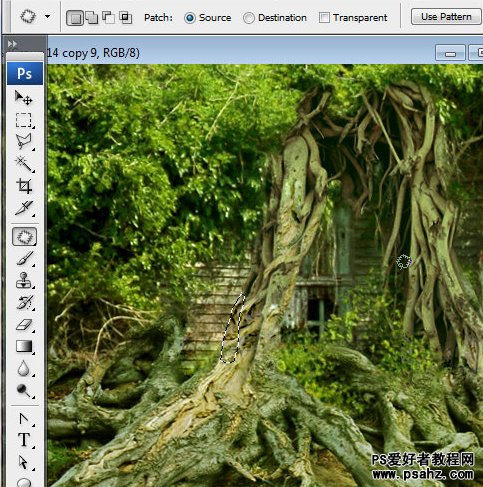 photoshop创意合成飘浮在空中的树屋特效教程