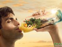 超赞的原生态果汁饮料合成 以原生态为主题的果汁饮料广告设计