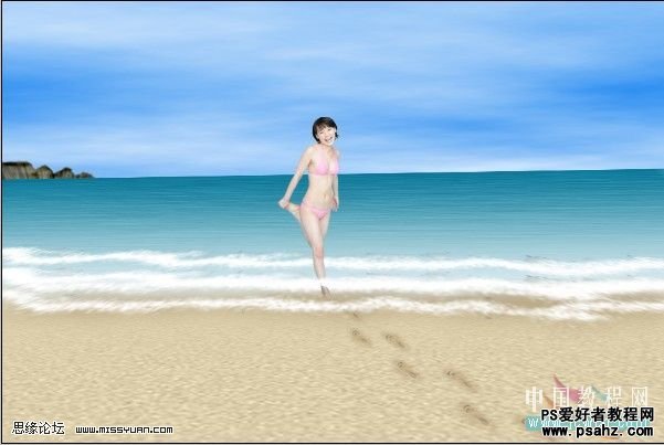 利用PS滤镜制作清爽的夏日海滩小妹妹图片教程