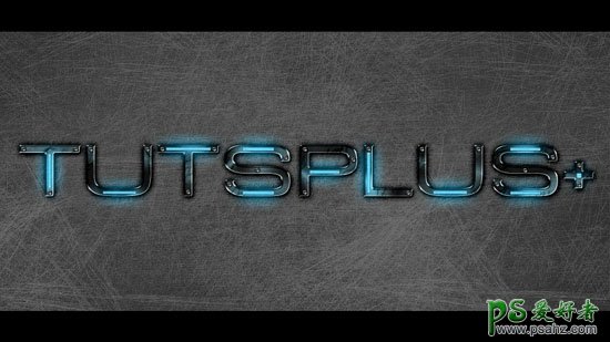 photoshop设计漂亮的发光金属字，表面发光文字制作，蓝光金属字