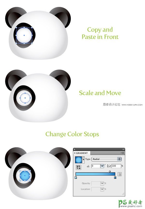 Illustrator失量图标绘制教程：制作可爱的熊猫宝宝头像图标