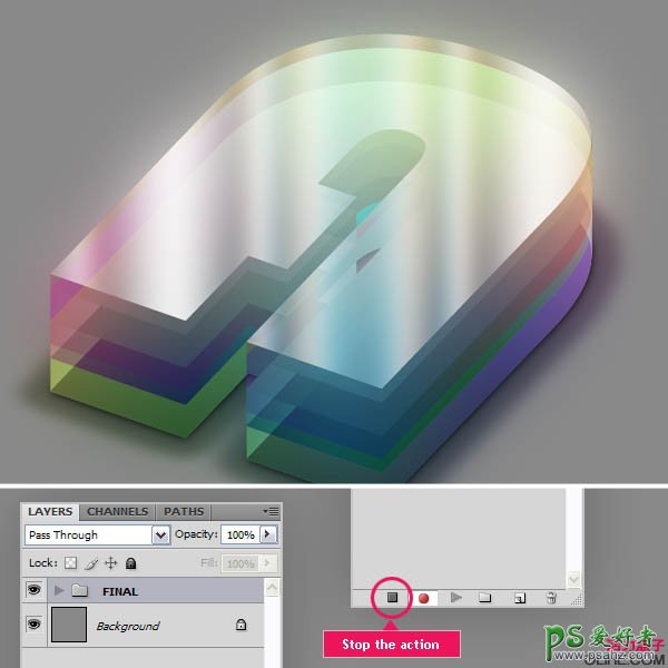 PS文字特效教程：设计多层次感的3D立体彩色水晶字，立体水晶字