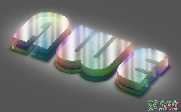 PS文字特效教程：设计多层次感的3D立体彩色水晶字，立体水晶字