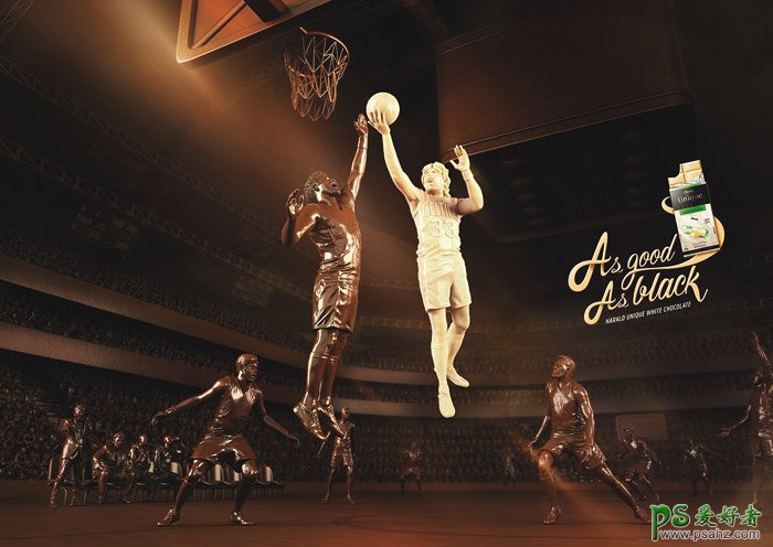 以篮球运动为主题的白巧克力创意平面广告设计作品欣赏