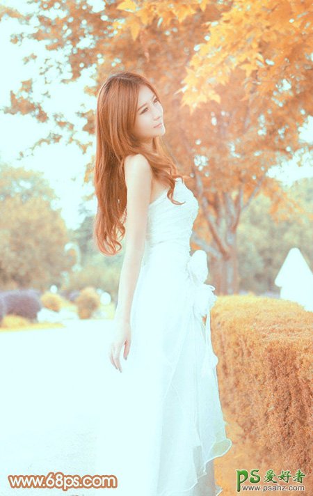 photoshop给及品少女户外婚纱写真照调出艳丽的色彩
