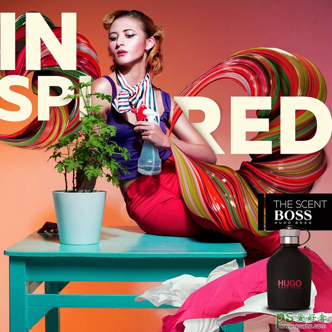 HUGO BOSS品牌香水时尚广告设计作品，名牌香水产品平面广告欣赏
