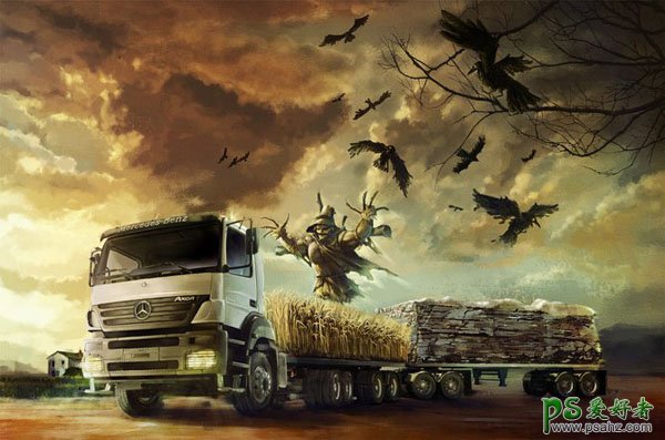 特别夸张创意的载重汽车广告设计欣赏，一看就能拉重吨位的货物