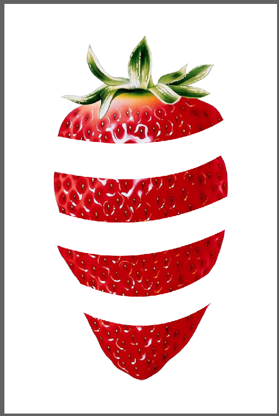 ps制作极具创意的切割水果海报,制作水果切割效果。
