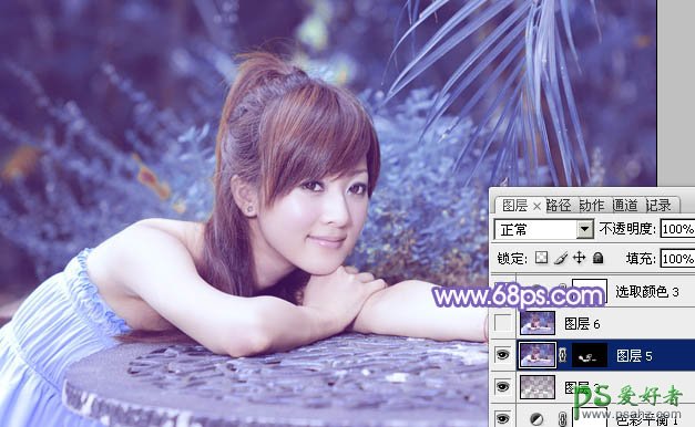Photoshop给小清新美女调出甜美的淡紫色_小清新美女写真