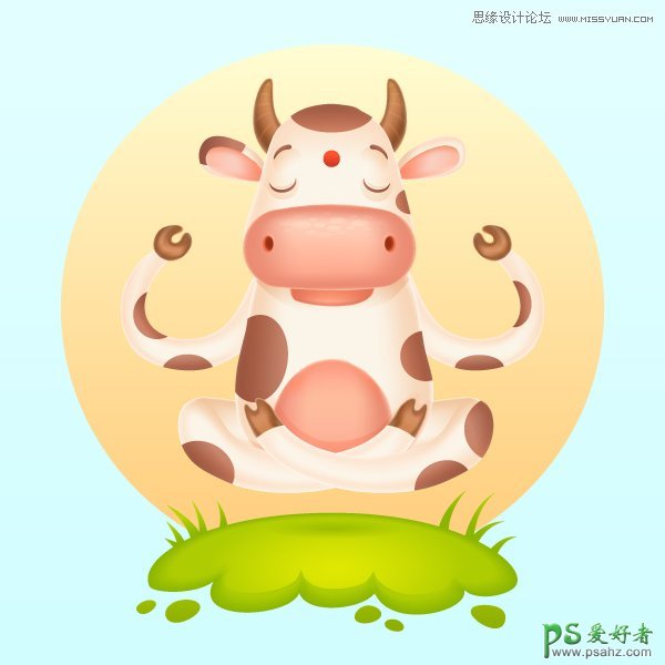 Illustrator鼠绘可爱的插画奶牛失量图片素材