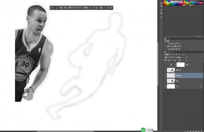 Photoshop手工给运动人物素材图制作成铅笔画效果。