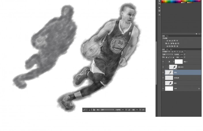 Photoshop手工给运动人物素材图制作成铅笔画效果。