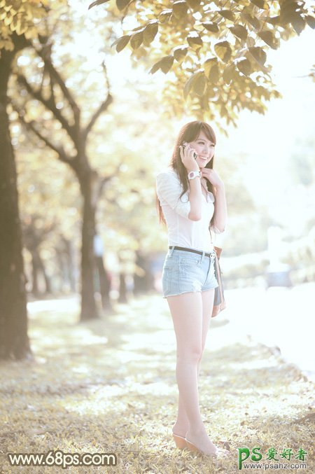 ps调色教程：给夏日户外自拍长腿白领美女写真照调出纯美的色彩
