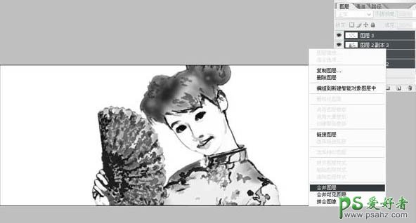 利用photoshop滤镜快速制作黑白小美女水墨画效果图教程