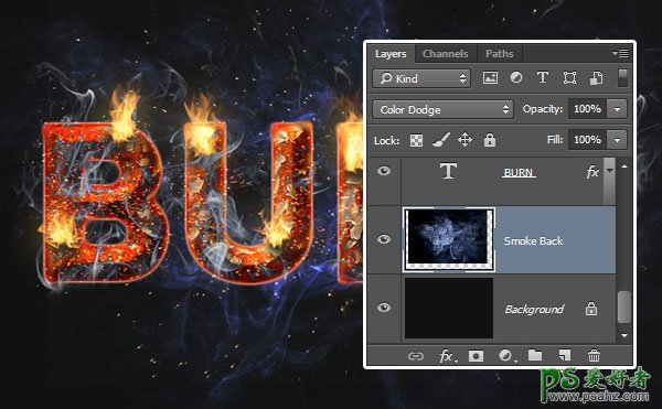 PS金属字效教程：设计炫酷的燃烧效果3D立体艺术字体，火焰金属字