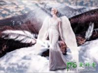 创意合成雪地上浪漫的白衣天使美女 PS人像合成教程