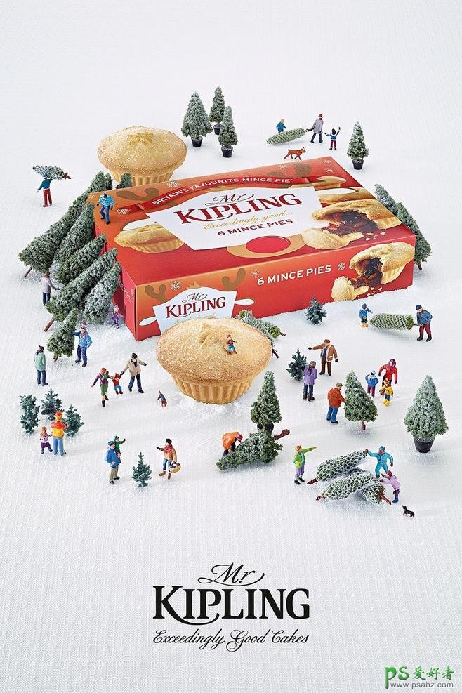 冬季雪景为主题的创意饼干广告设计，带给你快乐的饼干海报设计。