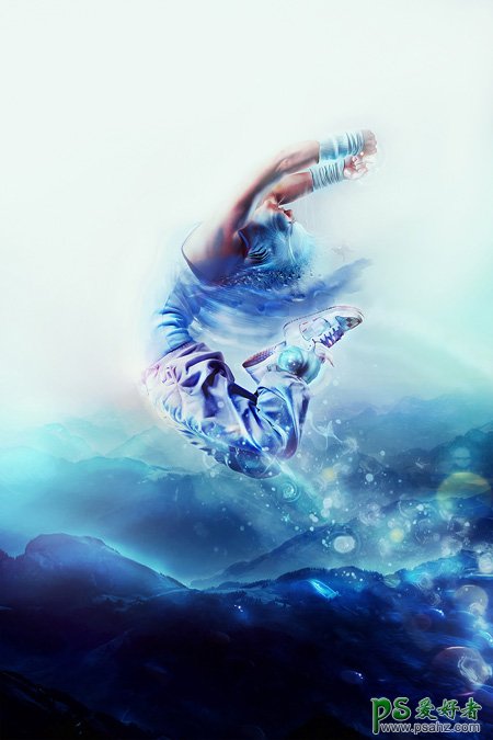 PS美女图片合成教程：合成一幅梦幻蓝色天使效果图，梦幻天使