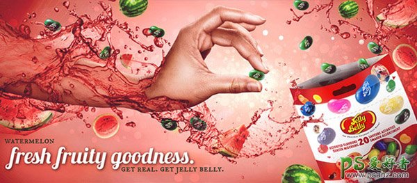欣赏一组色彩鲜艳的水果味糖果海报设计作品，漂亮的糖果平面广告
