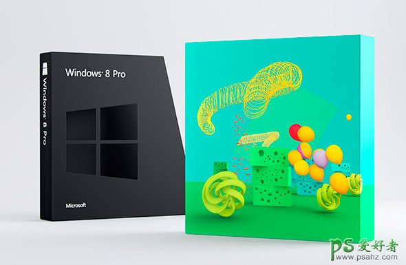 Photoshop创意设计win8包装盒，漂亮的windows8包装设计欣赏