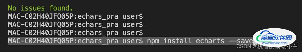 在终端中执行：npm install echarts --save