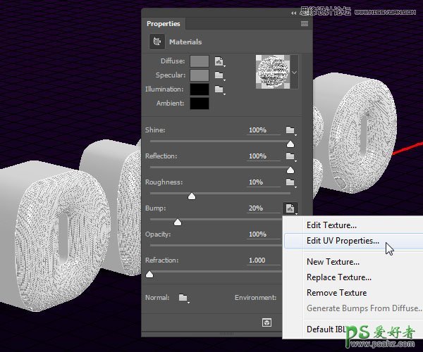 利用photoshop3D工具制作凹凸纹理镜像球效果的艺术文字