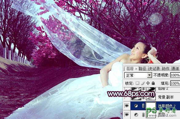 photoshop调出暗调柔美少女外景个性婚片