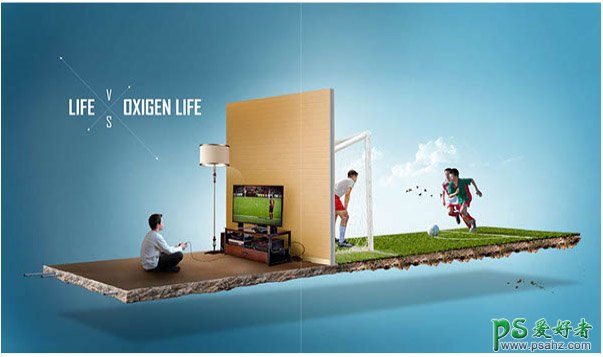 昌导健康生活的公益宣传海报设计作品，LIFE VS OXIGENLIFE.