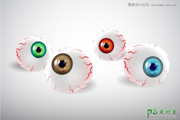 Illustrator绘制万圣节带血丝的恐怖眼球，眼珠子失量图素材