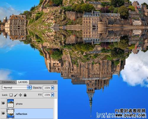 利用photoshop给风景图片制作出水波涟漪的效果