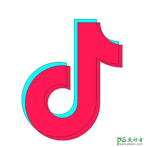 CorelDRAW绘制扁平化风格抖音APP图标，cdr制作抖音LOGO图标。