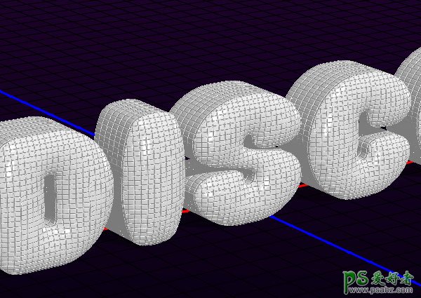 学习用PS软件中自带的3D工具制作dj舞厅灯光闪烁效果的三维立体字
