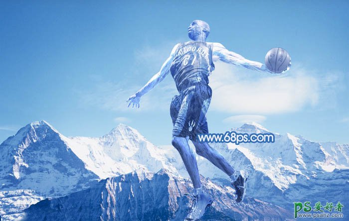 PS人像特效照片合成：打造超酷的冰冻效果的篮球运动员，篮球员冰
