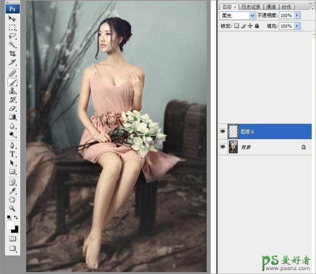 PS给室内美女人像摄影写真照制作出高贵华丽柔美的色彩