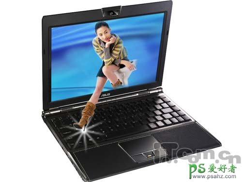 photoshop创意合成从笔记本电脑里跳出来的美女