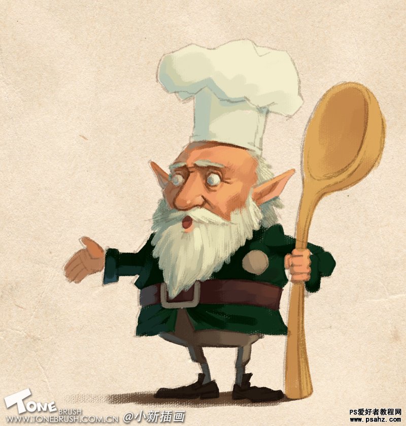 photoshop鼠绘拿大勺厨师的老爷爷卡通形象