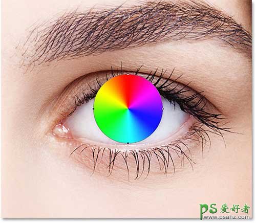 PS人像美化教程：给漂亮的美女眼睛制作出超酷的彩虹美瞳效果