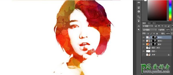 PS人像后期教程：学习给漂亮的韩国美女头像制作成好看的水彩画效