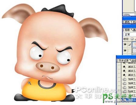 PS鼠绘教程：绘制一只愤怒的卡通小猪，趣味可爱的卡通小猪图片