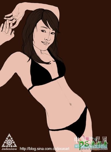 PS鼠绘教程：手绘漂亮性感的日本AV女优模特，日本美女自拍照