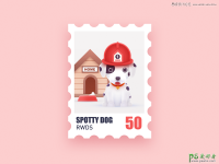 小狗邮票插 PS邮票制作教程 设计可爱的卡通插画风格的小狗邮票