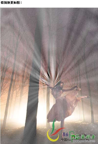 photoshop合成森林中暗夜舞者少女梦幻图片特效