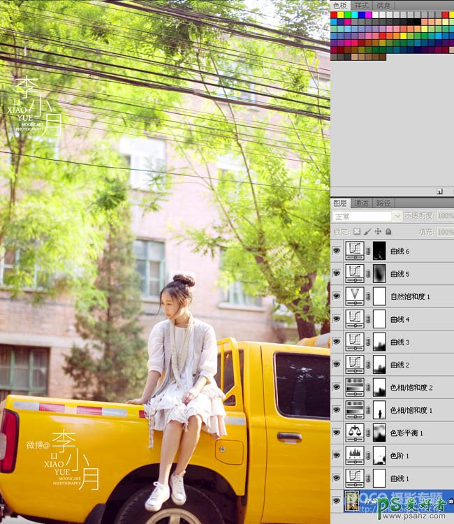 photoshop给街拍情趣美少妇写真照调出清新的暖色调