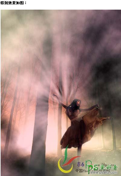 photoshop合成森林中暗夜舞者少女梦幻图片特效