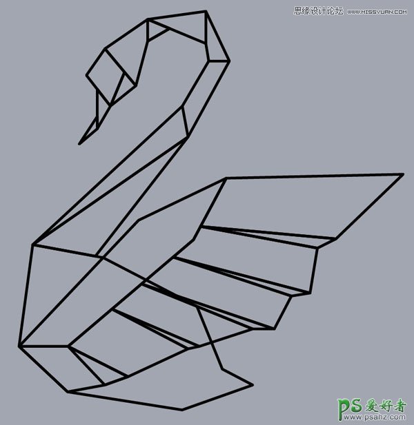 Illustrator手绘折纸风格的天鹅形状图片素材，天鹅图标